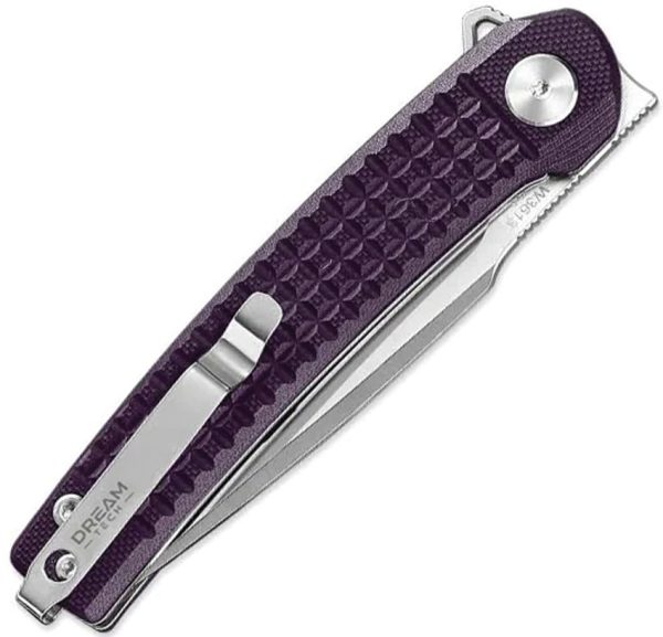 Dreamtech Linerlock Folding Knife Purple G10 3.13" D2 Steel