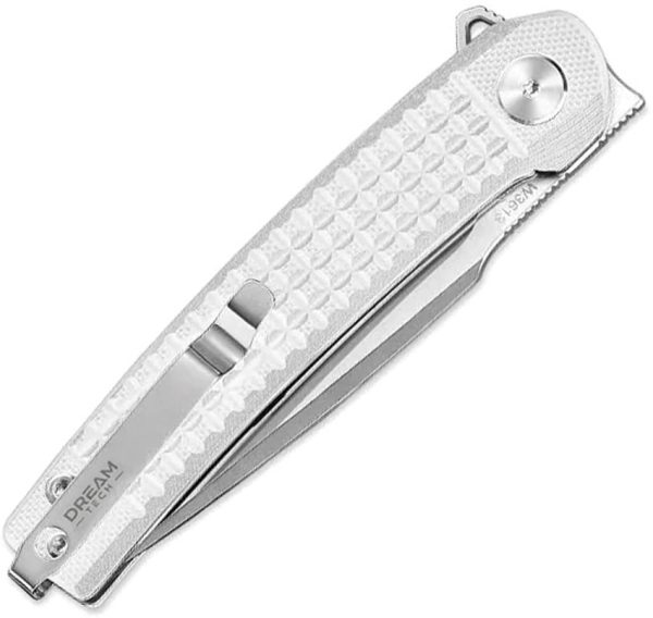 Dreamtech Linerlock Folding Knife 3.13" D2 Satin White G10