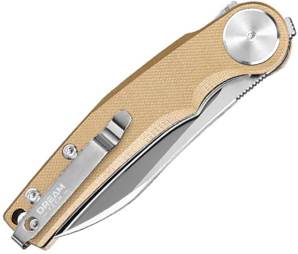 Dreamtech Linerlock Folding Knife 3.25in D2 Desert Tan G10