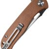 Dreamtech Linerlock Folding Knife D2 Drop Point Brown Micarta