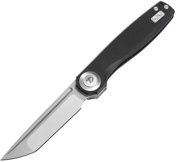 Dreamtech Button Lock Folding Knife D2 Tanto Black G10 3.38"