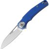 Dreamtech Button Lock Folding Knife Blue G10 D2 Steel Sheepsfoot