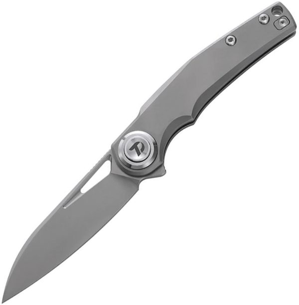 DTK4130TG Dreamtech Button Lock Folding Knife Gray Titanium 3.25" Bohler M390