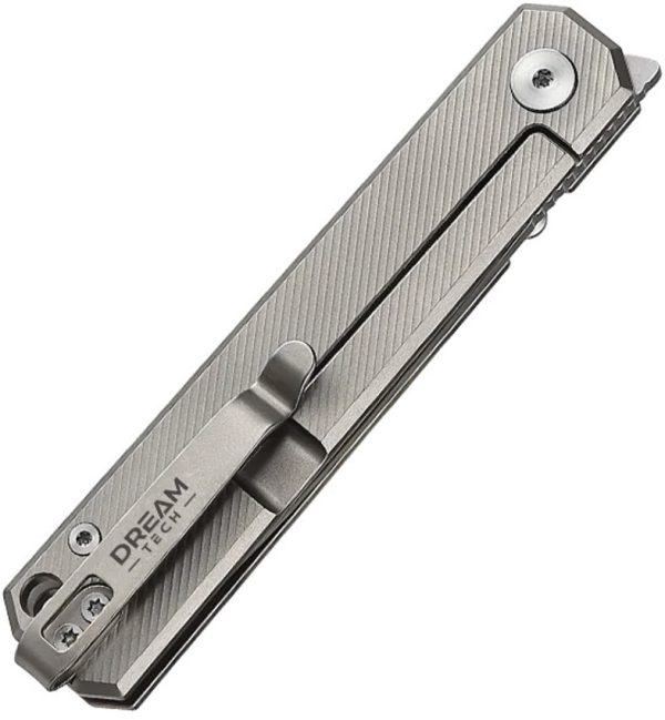 Dreamtech Framelock Ti Gray Folding Knife 3.13" D2 Drop Point