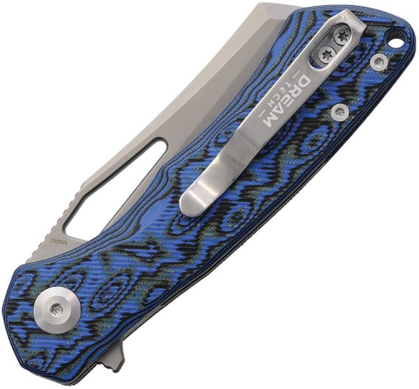 Dreamtech Pivot Button Lock Folding Knife Blue Micarta VG-10