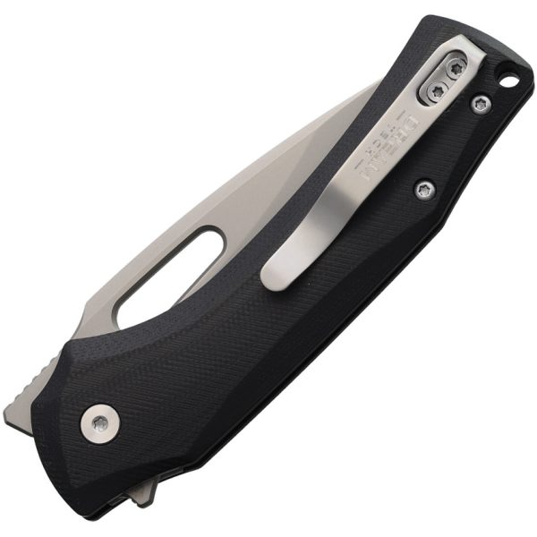 Dreamtech Button Linerlock Folding Knife 3.25" D2 Black G10