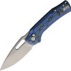 Dreamtech Button Linerlock Folding Knife 3.25" D2 Blue Micarta