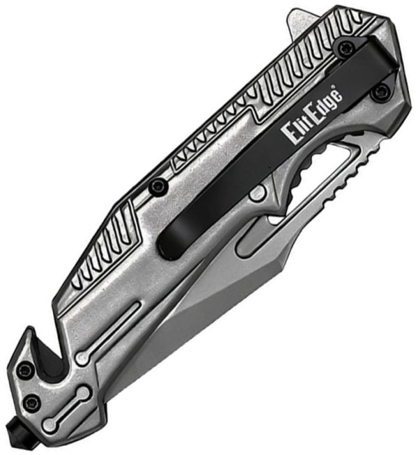 ElitEdge Rescue Linerlock Folding Knife 3.5" 440C Gray with Wood Inlay