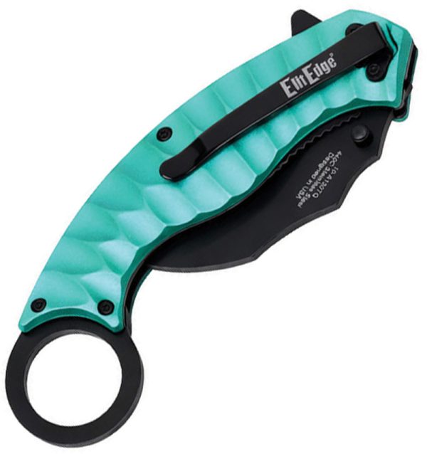 ElitEdge A/O Karambit Linerlock Teal 2.75" Blade
