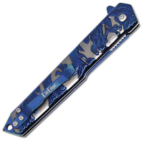 ElitEdge Dragon Blue Assisted Opening Folding Knife Linerlock 3.5"