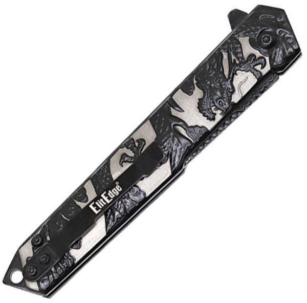 EE10A134SB_add_01 ElitEdge Dragon Assisted Opening Linerlock Folding Knife 3.5" Black Tanto