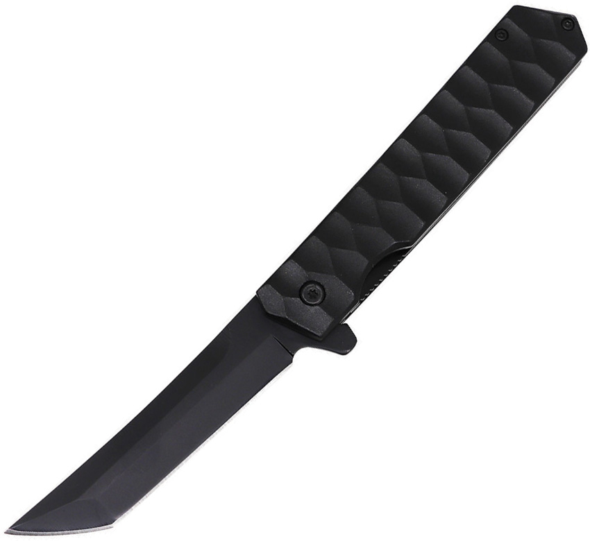 ElitEdge Linerlock A/O Black Folding Knife, 3.75" Tanto Blade