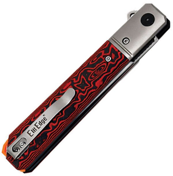 EE10B027RD_add_01 ElitEdge Linerlock Folding Knife 3.75" D2 Black/Red Micarta