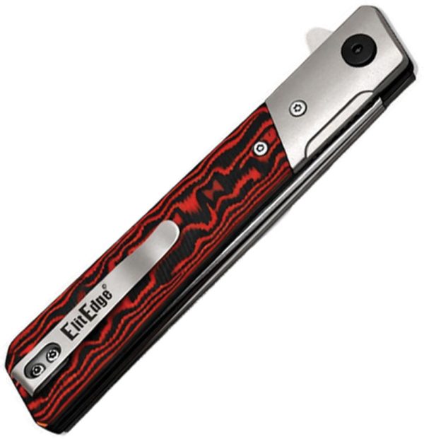 ElitEdge Linerlock Folding Knife 3.75" D2 Blade Black/Red Micarta