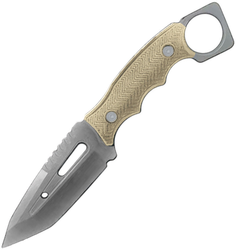 EE20677TDT ElitEdge Fixed Blade Tanto Desert Tan 3.75" Gray Coated 440C
