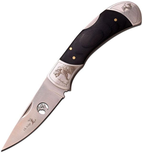 ER539BR Elk Ridge Bear Lockback Folding Knife 3.5" Blade Black Wood Handle
