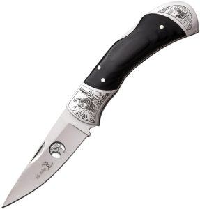 ER539E Elk Ridge Lockback Eagle 3.5" Stainless Folding Knife Black Wood