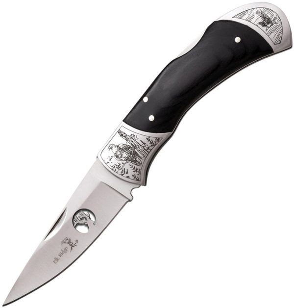 Elk Ridge Lockback Eagle 3.5" Stainless Folding Knife Black Wood