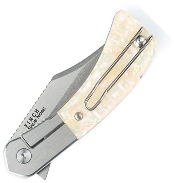 Finch Snub Nose Framelock 2.5" 154CM Mother of Pearl Folding Knife
