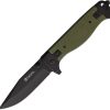 Falcon Linerlock Folding Knife 4in Titanium Coated 440 Military Green G10