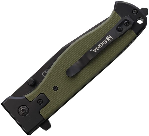 Falcon Linerlock Folding Knife 4in Titanium Coated 440 Military Green G10