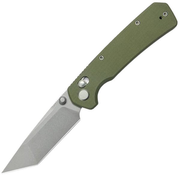 GEO Knife Blaze Crossbar Lock Folding Knife Green G10 3.3"