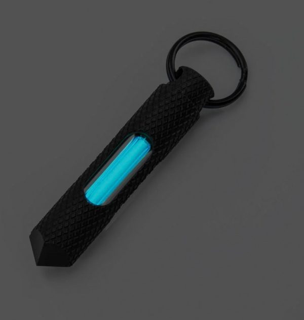 Knurled Steel Glow Fob Blue