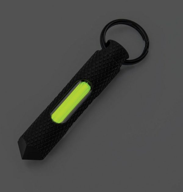 Knurled Steel Glow Fob Grn