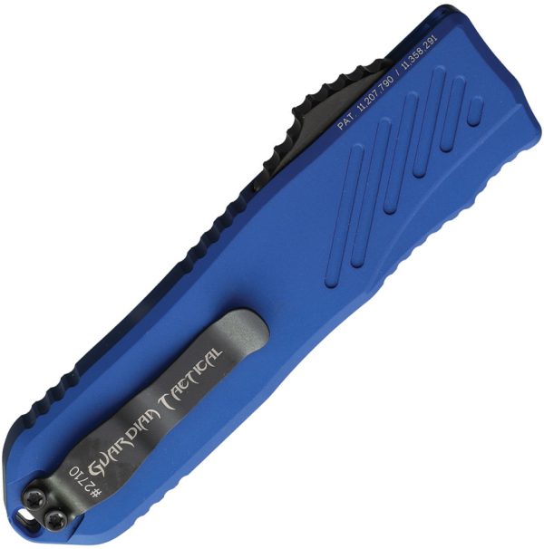 Guardian Tactical Recon 035 G2 OTF Automatic Knife - 3.5" Black MagnaCut Blade, Blue Aluminum Handle