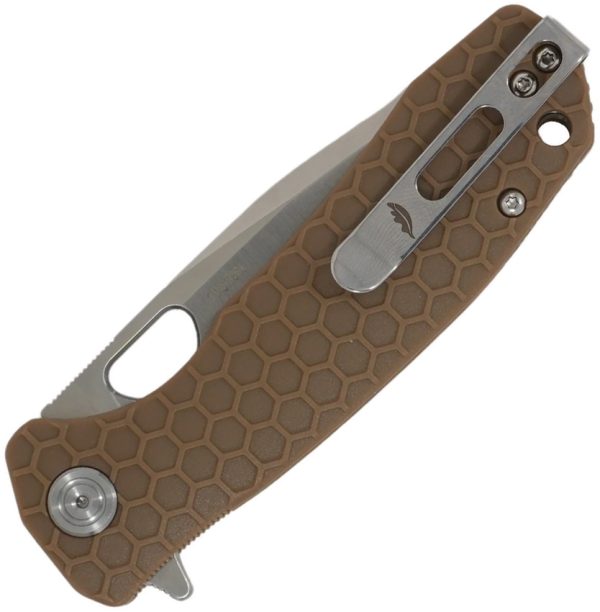 HB1732_add_01 Honey Badger Medium Linerlock Tanto Folding Knife Tan 3.13"