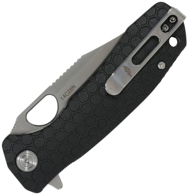 HB4087_add_01 Honey Badger Medium Linerlock Folding Knife Black 3.13" 14C28N