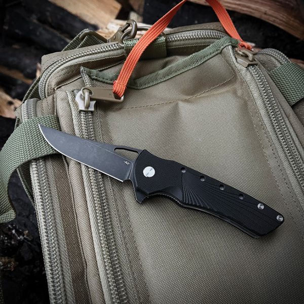Heibel Knives Blackhawk Linerlock Folding Knife 3.5" D2 Black
