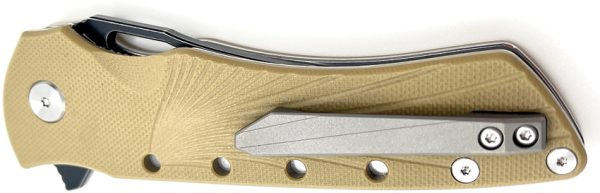 HBKBLKBT_add_01 Heibel Knives Blackhawk Linerlock Folding Knife Tan G10 3.5" D2