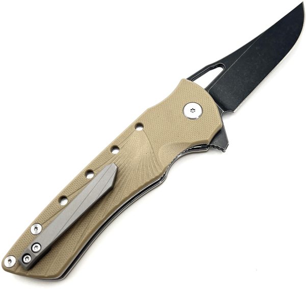 HBKBLKBT_add_04 Heibel Knives Blackhawk Linerlock Folding Knife Tan G10 3.5" D2