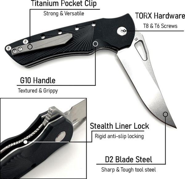 HBKBLKRB_add_02 Heibel Knives Blackhawk Linerlock Folding Knife 3.5" D2 Black G10