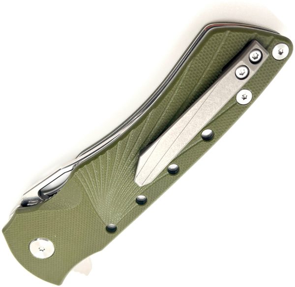 HBKBLKRG_add_01 Heibel Knives Blackhawk Linerlock 3.5" D2 OD Green Folding Knife