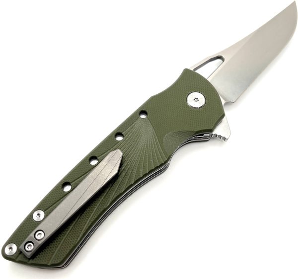 HBKBLKRG_add_04 Heibel Knives Blackhawk Linerlock 3.5" D2 OD Green Folding Knife