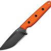 HX Outdoors Maverick Fixed Blade DLC 3" Black 14C28N Orange G10