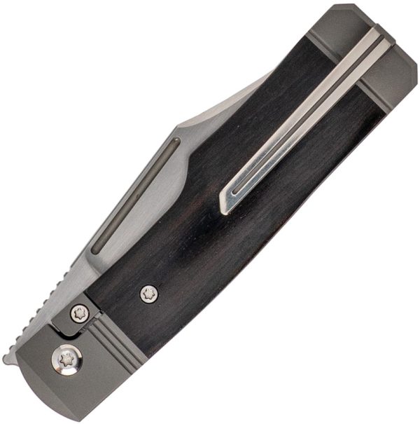 Jack Wolf Knives Gunslingerjack Ebony Wood Folding Knife 3.25" S90V