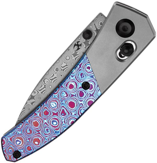 Kansept Knives Dako Folding Knife 3.25" Damascus Blade Crossbar Lock Timascus
