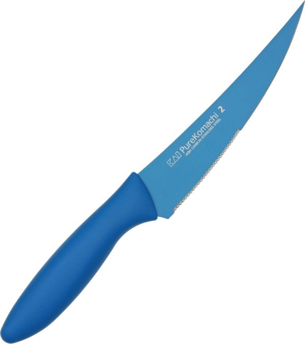 Kai USA 5.63" Multi-Utility Knife Blue Handle Partially Serrated