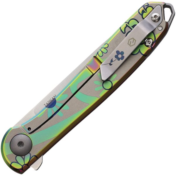 KARBON Tidbit Framelock Folding Knife 3" N690 Blade Floral Handle