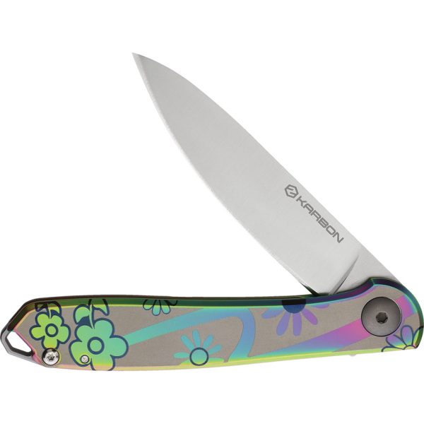 KARBON Tidbit Framelock Folding Knife 3" N690 Blade Floral Handle