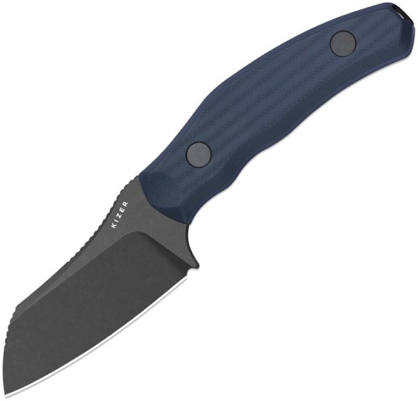 KI1116A1 Kizer Cutlery Bulldog Fixed Blade 3" 14C28N Blue G10 with Sheath