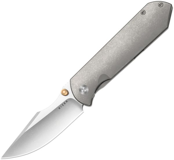 KI4784A1 Kizer Cutlery Harpoon Fold Framelock Gray Stonewash Elmax