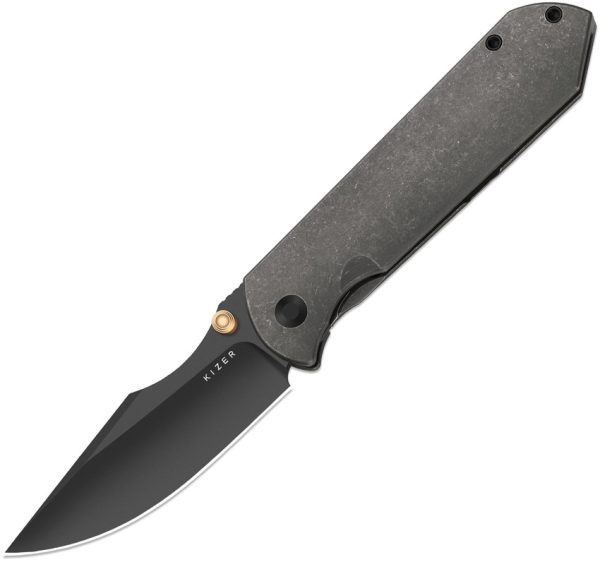 KI4784A3 Kizer Cutlery Harpoon Fold Framelock Black DLC Elmax