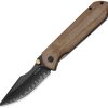 KI4784A4 Kizer Cutlery Harpoon Folding Knife 3.38" Framelock Brown Micarta