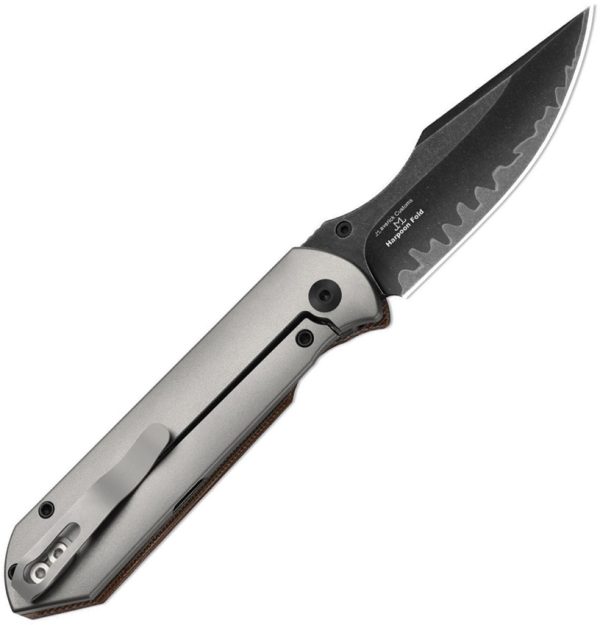 KI4784A4_add_02 Kizer Cutlery Harpoon Folding Knife 3.38" Framelock Brown Micarta