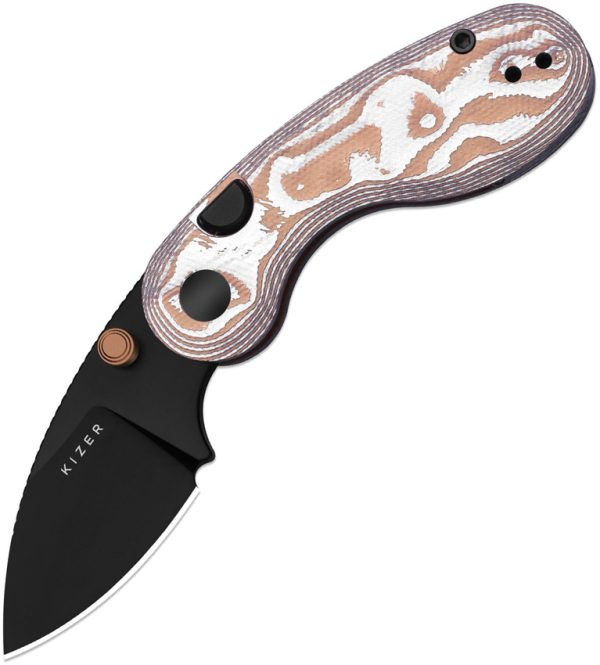 Kizer Cutlery Microbe Button Linerlock Folding Knife 2.13" Black PVD 14C28N