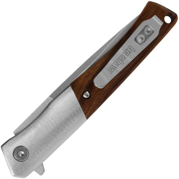 Kershaw Wood Handle Assisted Opening Folding Knife 3in Blade Linerlock Brown